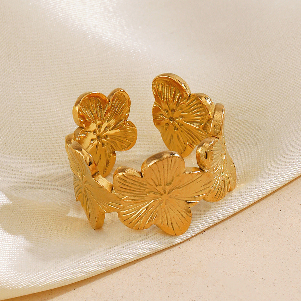 Flower Open Ring Female Personality Fashion Retro